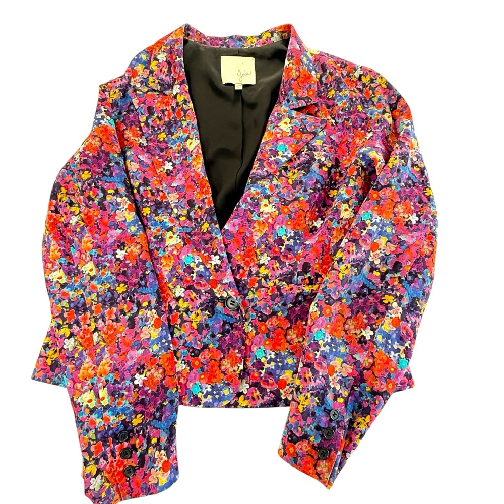 Joie Barberry B blazer jacket floral‎ silk sapphire Medium - Picture 2 of 8